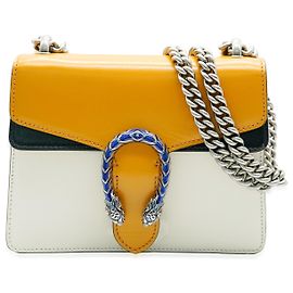 Mini Dionysus in pelle tricolore giallo beige blu navy Gucci