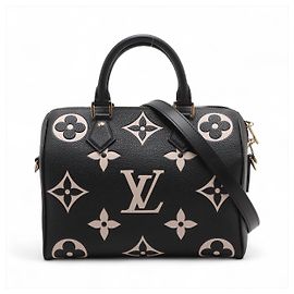Louis Vuitton Speedy 25 Bandoulière Empreinte Leather Trunk Bag Black