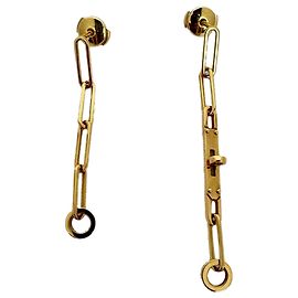 Hermès 18K Kelly Chaine Drop Ohrringe aus goldfarbenem Metall
