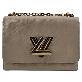 Sac Louis Vuitton Twist MM en Cuir Épi Crème, Fermoir LV Twist Lock Doré, Chaîne Dorée — Pièce expertisée