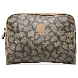 Autre Marque Neceser Saint Laurent de lona revestida gris con estampado de jirafa
