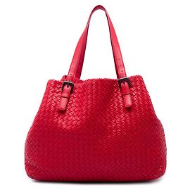 Bottega Veneta Borsa Tote Cesta Large in Nappa Intrecciato Rossa