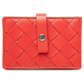 Bottega Veneta Tarjetero de Nappa Intrecciato rojo