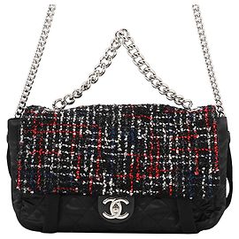 Chanel Black Quilted Tweed and Nylon Astronaut Essentials Flap