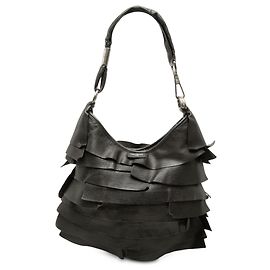 Autre Marque Saint Laurent Borsa Hobo Saint Tropez in pelle con volant nero Small