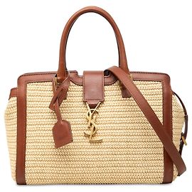 Autre Marque Bolso Satchel Downtown Monograma en Baby Raffia Beige Saint Laurent
