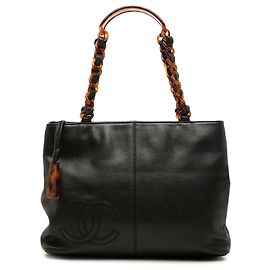 Sac Tote Chanel Black CC en veau avec chaîne écaille de tortue