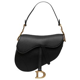 Bolso Saddle Dior de piel de becerro granulada negra