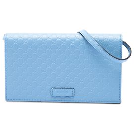 Portafoglio con tracolla Gucci Blue Microguccissima