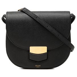 Céline Celine Black Small Grained Calfskin Trotteur Crossbody