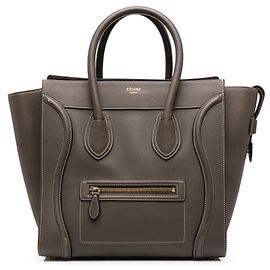 Céline Celine Gray Mini Grained Calfskin Luggage Tote