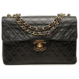 Chanel Black Maxi XL Classic Lambskin Single Flap