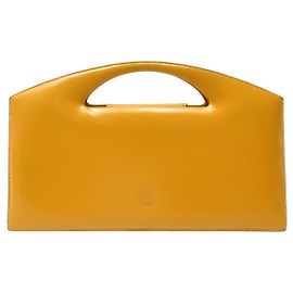 NEUF SAC A MAIN LOEWE POCHETTE PORTE MAIN CUIR JAUNE MOUTARDE CLUTCH BAG