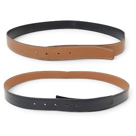 Hermès LIEN HERMES CINTURA 32MM IN PELLE REVERSIBILE TOGO GOLD BOX NOIR T95 BELT