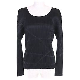 Issey Miyake PLEATS PLEASE Camiseta de manga larga de poliéster con estampado all-over