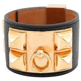 Hermès Hermes Black Epsom Leather Charm Bracelet