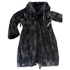 Plein Sud Long black fur coat