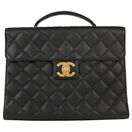 Chanel Vintage Two-Tone Kelly Top Handle Quilted Caviar Jumbo
