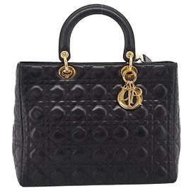 Christian Dior Vintage Lady Dior Cannage Quilt Lambskin Large