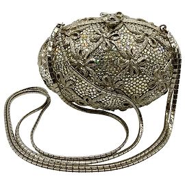 Minaudière Judith Leiber Silver Crystal Faberge Egg