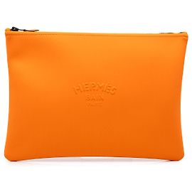 Borsa Clutch Hermès Neobain Large in Neoprene Arancione