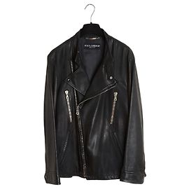 Dolce & Gabbana Perfecto Leder Bikerjacke Schwarz