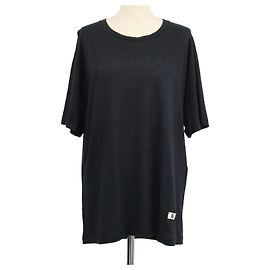 T-shirt Gucci de gola redonda em linho preto com patch Interlocking G