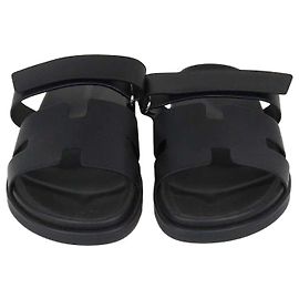 Hermès Hermes Chypre Sandalen aus schwarzem Leder