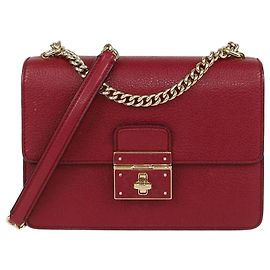 Dolce & Gabbana Rosalia Schultertasche aus rotem Leder