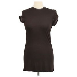Givenchy Brown Viscose and Leather Zip Sleeveless Top
