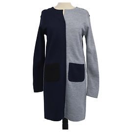 Marni Tricolor Blend Fabric Colorblock Long Sleeve Dress