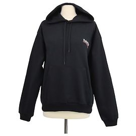 Balenciaga Hoodie aus schwarzer Baumwolle mit Logo-Print