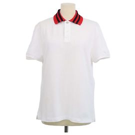 Polo in maglia Gucci con colletto Web in cotone bianco