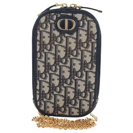Portacellulare con catena Christian Dior 30 Montaigne in tela Oblique