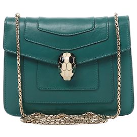 Bulgari Bolso de hombro con cadena de piel Bvlgari Serpenti Forever en Green