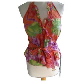 inconnue Top sans manches Lulu H imprimé floral orange et violet