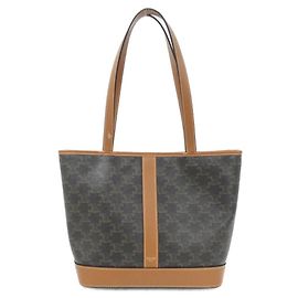 Céline Celine Small Cabas Triomphe Canvas Calfskin Bag