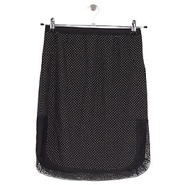 Saia reta de seda preta Zadig & Voltaire com strass e renda