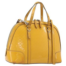 GUCCI Micro GG Handtasche Lackleder 2way Yellow Gold Tone 809617