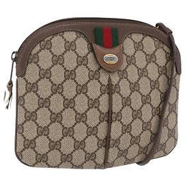 GUCCI GG Supreme Web Sherry Line Bag PVC Beige Gold 904 02 047