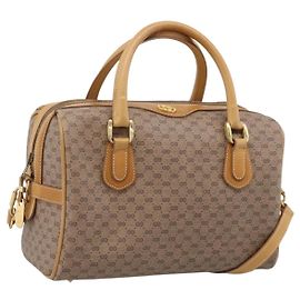 GUCCI Bolsa de Mão Micro GG Supreme PVC 2way Bege Dourado 67 02 4422