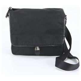 Borsa a tracolla in pelle e nylon Tessuto con logo triangolare Prada