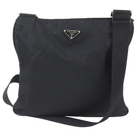 Prada Tessuto Nylon Triangle Logo Leather Shoulder Bag