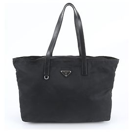 Saco Tote Prada em nylon Tessuto com logótipo triangular em couro