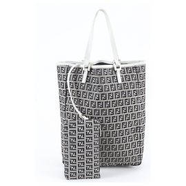 Fendi Zucchino FF Leder Canvas Tote Bag