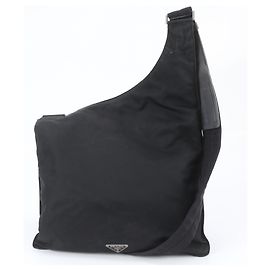 Bolsa de ombro em couro e nylon Tessuto com logótipo triangular Prada
