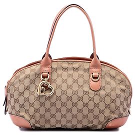 Gucci Satchel-Tasche aus beigem GG Canvas mit Heart Bit Detail