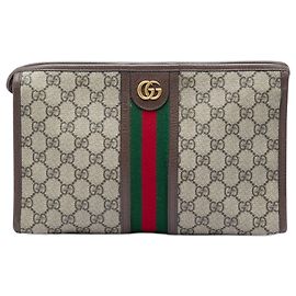 Clutch Gucci Bege GG Supreme Web Ophidia