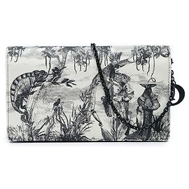Dior Wallet On Chain aus weißem Kalbsleder Toile de Jouy Carnivora