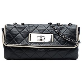Chanel Black Quilted Lambskin East West Mademoiselle Flap
